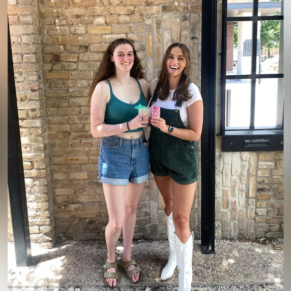 Princess Polly Kacey Short Overalls Khaki - Picture 2 of 4